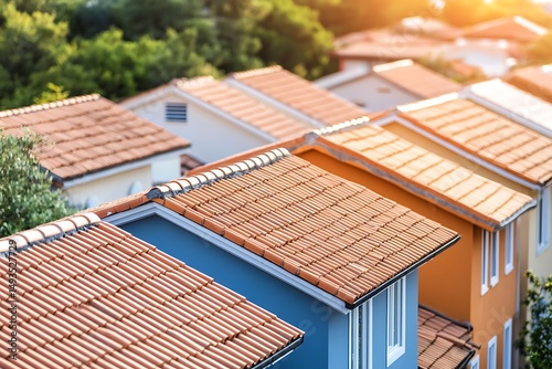 Row houses with terracotta roofs