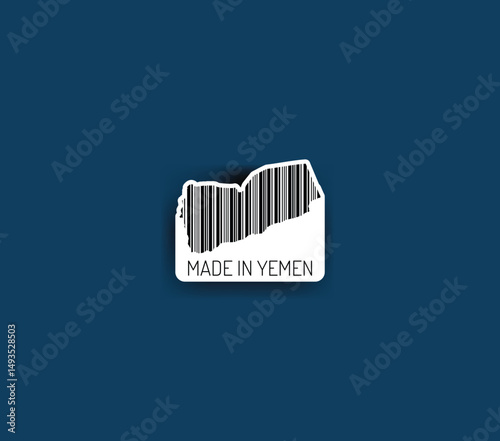 Discover fascinating sticker designs with barcodes in the shape of a map of Yemen. Enhance your projects with visual perfection. Buy now!