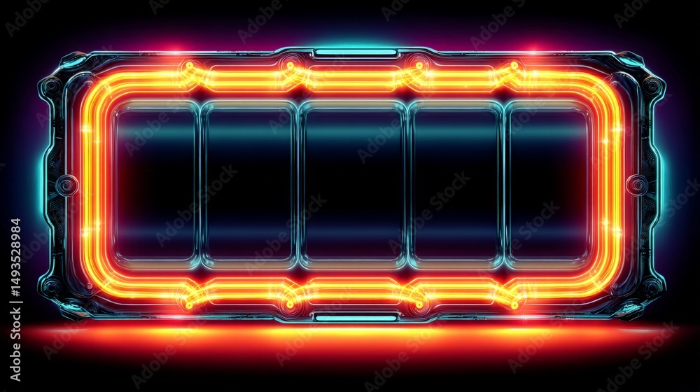 Obraz premium Glowing Neon Frame: Futuristic Tech Border for Design