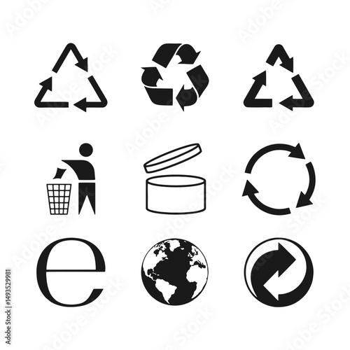 Set of packaging products symbols, packaging labels, information icons of recycling, Recycle icon
