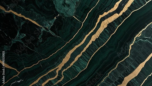 Elegant Dark Green and Gold Marble Texture Background