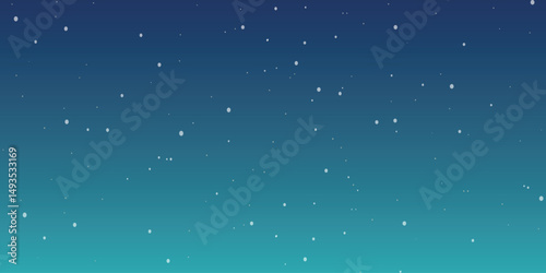 night sky with a gradient from dark blue at the top to light turquoise at the bottom. White dots symbolizing stars are scattered on the background, with some groups that may resemble constellations.