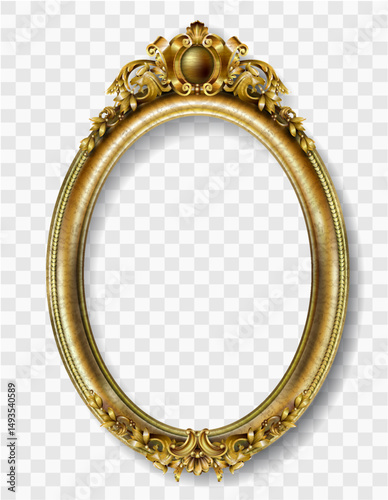 Oval classic golden picture baroque frame