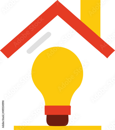 A vibrant graphic depicting a house-shaped frame with a glowing lightbulb inside.