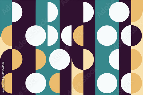 Abstract geometric design with symmetrical shapes and modern color palette offering versatile use
