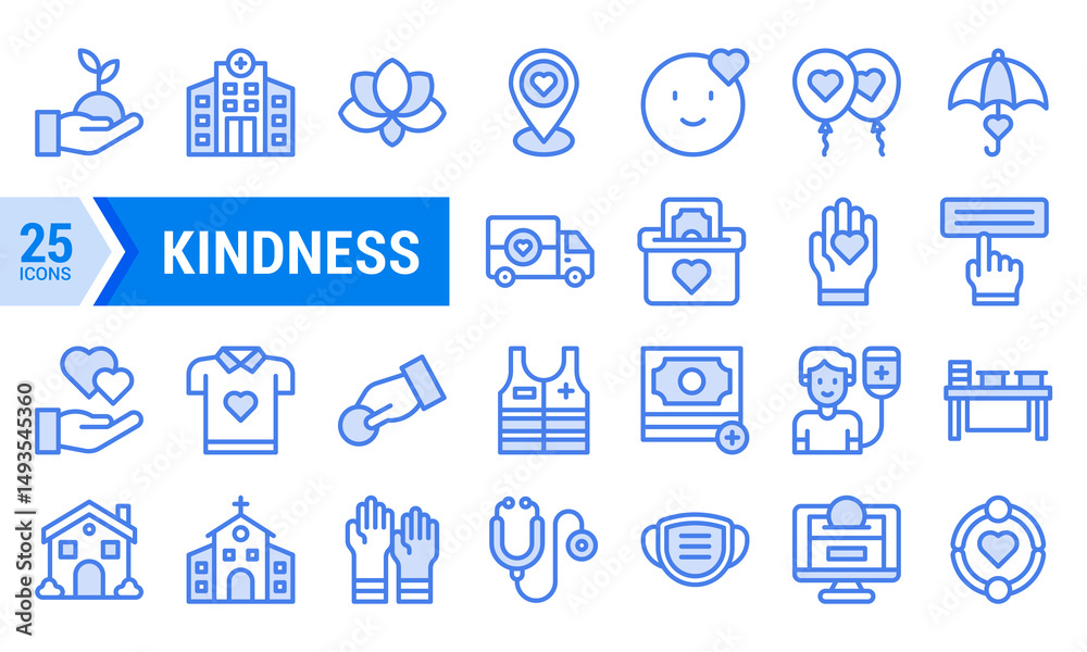 25 Blue Lineal Kindness Icons for Your Design Project. 25 Blue Lineal Kindness Icons for Your Design Project.