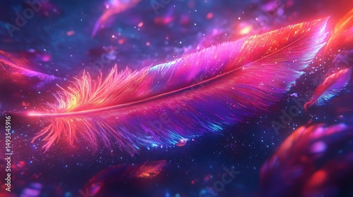 Vibrant feather in neon colors