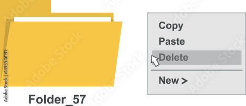 vector illustration computer folder file delete in a trash bin digital software