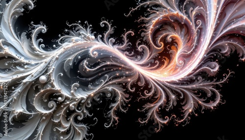 create a digital image featuring a fractal on a black background, the fractal should be centered and occupy most of the image