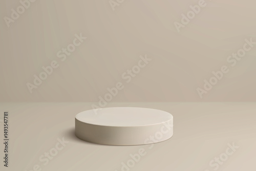 Minimal beige podium on neutral background for product display