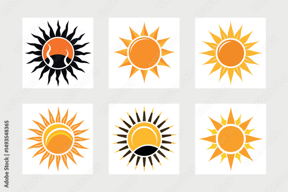 Fototapeta premium A set of sun icon vector art illustration. 
