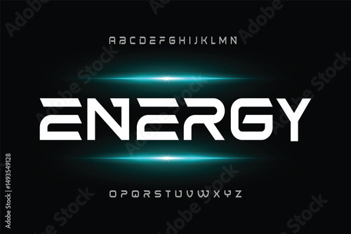 Energy, Creative font. Modern abstract digital tech font. Logo creative font, type, technology, movie, digital, music, movie. Fonts and illustration in vector format.