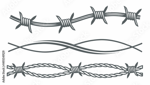 A vintage barbed wire vector illustration forms a decorative border element, perfect for a rugged design or tattoo style