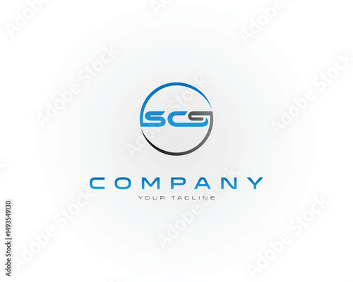Modern SCS initial letter logo design vector template company name and tagline for brand identity