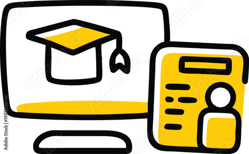 Abstract yellow icon representing identity card with transparency suitable for various design projects