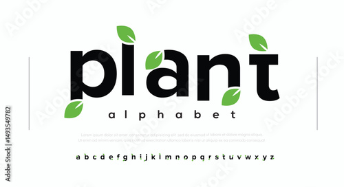 Plant, Elegant Font. Luxurious Glamour Exclusive Regular Font. Uppercase Lowercase and Number. Minimal Fashion Design