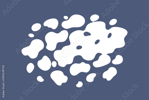 Abstract white fluid blob shapes arranged on a deep blueish gray background design element