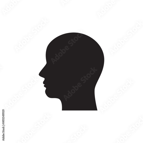 Black silhouette of man, male head portrait vector illustration.