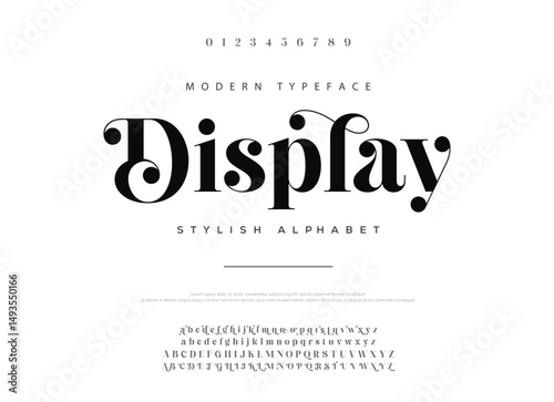 Display, Elegant luxury curvy serif alphabet display font vector