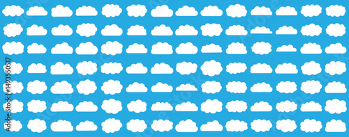 White abstract cloud illustration set. Cute fluffy, bubbly clouds collection.  Vector set of clouds shapes. Abstract comic weather elements. Objects cloudscape for game. White cloud icon vector set.