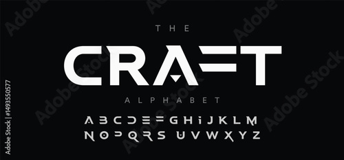 Craft, Modern abstract digital tech font. Logo creative font, type, technology, movie, digital, music, movie. Font and illustration in vector format.