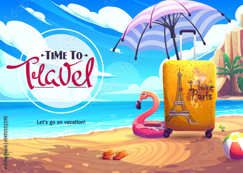 Tropical Island Vacation Poster with Travel Theme