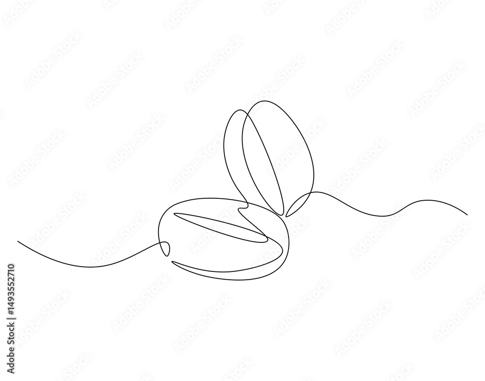 Obraz premium Coffee beans outline drawing illustration. Continuous line draw of natural seed vector