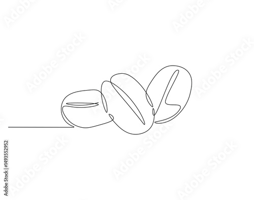 Coffee beans outline drawing illustration. Continuous line draw of natural seed vector
