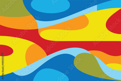Colorful abstract composition of layered shapes with a playful and modern aesthetic.