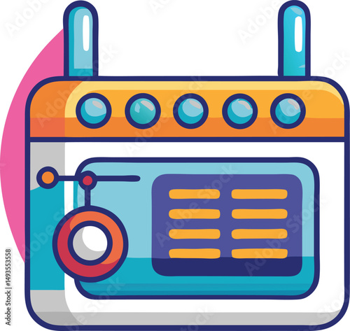 Colorful abstract retro radio graphic design with rounded shape and stylish illustration