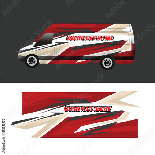 vector design of cargo van car body wrap sticker for delivery company. cargo van livery sticker
