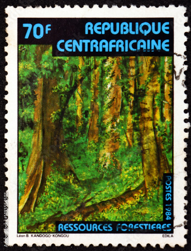 Postage stamp Central African Republic 1984 forest, forestry resources