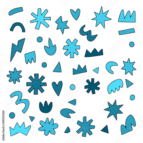 Whimsical Shapes: A playful collection of blue shapes, capturing a sense of fun and creative joy. 