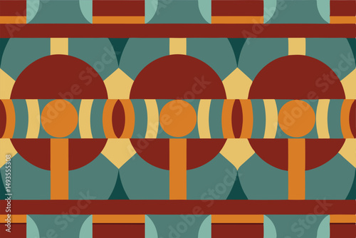 Colorful seamless geometric pattern in earthy tones for modern graphic design projects