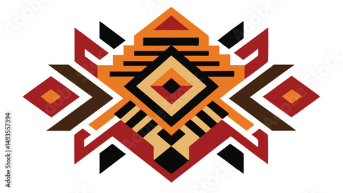 White Background Aztec Tribal Vector Art Design