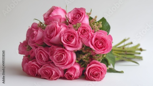 A 4K photo of stunning Pink Rose Bouquet on white background.
