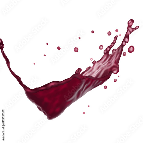 Red wine liquid swirl splash with tiny bubbles creating dynamic wave effect, showcasing beauty of fluid motion and vibrant color, grapes juice wine liquid