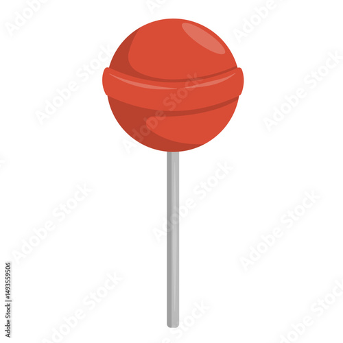Red Round Lollipop Candy Vector