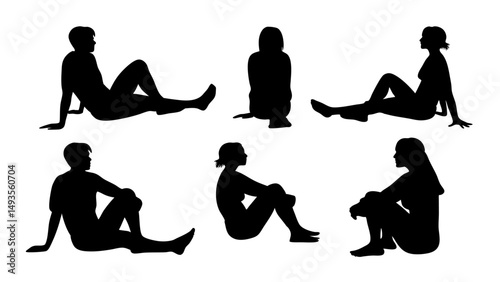 set of a group of business people sitting in various poses