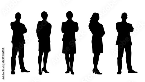 set of a group of standing business people
