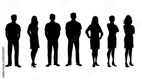 set of a group of standing business people