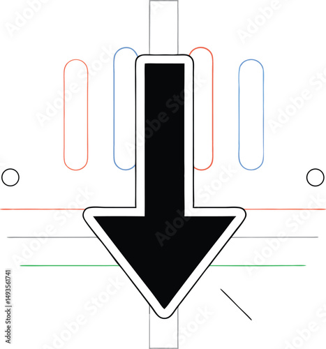 Minimalist abstract silhouette vector design representing downward direction and simplicity