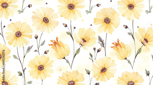 seamless pattern with yellow flowers