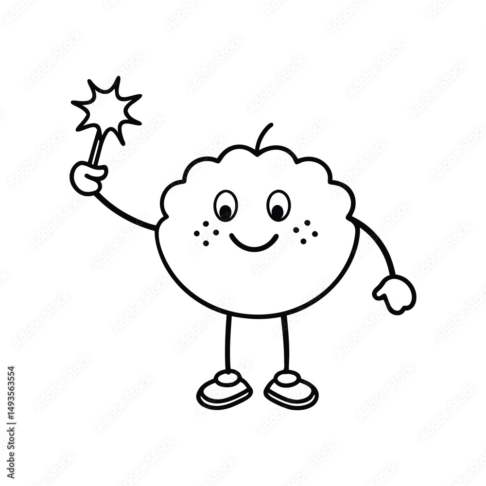 Obraz premium Happy Cloud Character Holding Sparkler