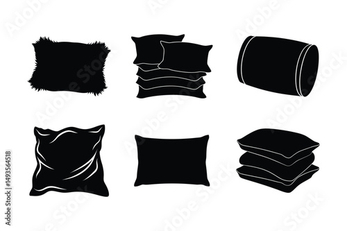 A set of pillows silhouette vector art illustration