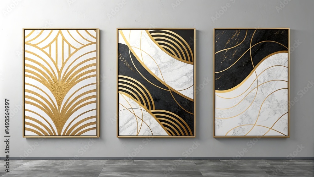 custom made wallpaper toronto digitalGolden Framed Art Abstract Marble and Geometric Prints, Wall art , Modern art