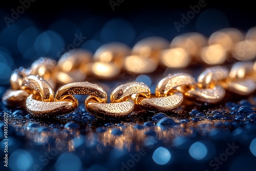 Gold chain close-up on dark background