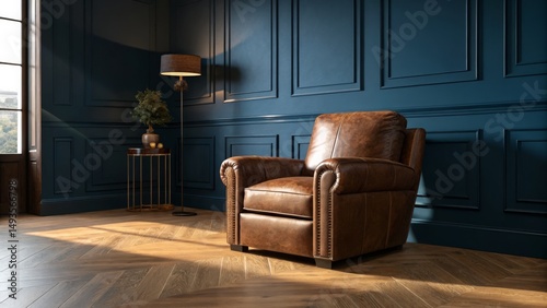 Leather Armchair in Elegant...