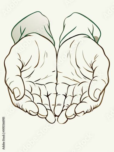 Elderly hands holding in a gentle and caring manner on a soft background