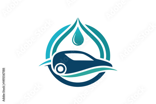 Vector illustration of a car symbolizing clean water and environmentally friendly transportation in a modern design